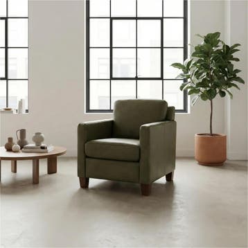Leren fauteuil Smart - Granada Moss (olijf/groen) - Poten, Nieuw, Ophalen of Verzenden, Bohemian, Eigentijds, Modern, Retro, 50 tot 75 cm