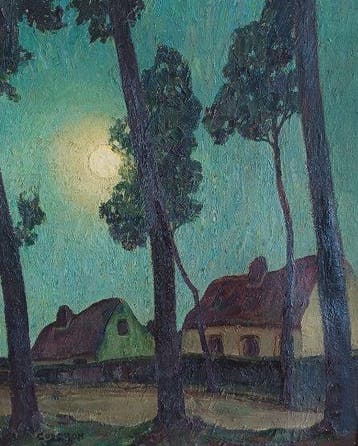 Oscar Coddron (1881-1960) - Maneschijn in de Brakelstraat