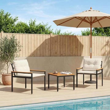 vidaXL tuinmeubelset 3 st Crèmewit poly rattan, Verzenden, Nieuw, Rotan, 3 zitplaatsen