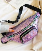 Heuptasje Rond Voorvak Pailletten Paars Groen Heuptas Sequin, Sieraden, Tassen en Uiterlijk, Tassen | Damestassen, Ophalen of Verzenden