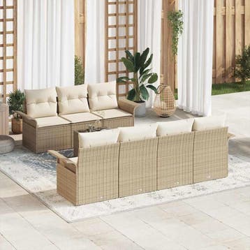 vidaXL Tuin Sofa Set 8 st Beige poly rattan, Verzenden, Nieuw, 8 zitplaatsen