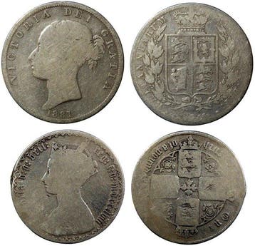 Verenigd Koninkrijk. Victoria. Florin-Half Crown 1858-1881