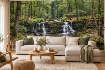 Fotobehang waterval – groen bos behang woonkamer, Huis en Inrichting, Verzenden, Fotobehang