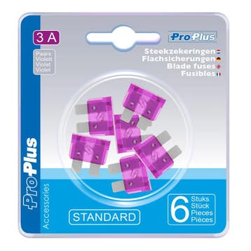 ProPlus Steekzekeringen 3 Ampère PAARS 6 stuks, Ophalen of Verzenden, Nieuw