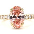 Ring - 18 karaat Geel goud - 4.82ct. tw. Roze Diamant (Fancy, Sieraden, Tassen en Uiterlijk, Ringen, Nieuw