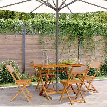 vidaXL Klapstoelen set van 4, taupekleurige stof en massief, Verzenden, Nieuw, Hout