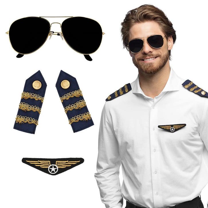 Piloten Set Accessoires 3-delig, Kleding | Dames, Carnavalskleding en Feestkleding, Nieuw, Ophalen of Verzenden