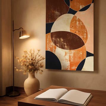 Abstracte wanddecoratie in warme aardetinten, Antiek en Kunst, Verzenden