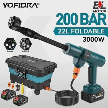 YOFIDRA 6-in-1 Hogedrukreiniger 200 Bar - Krachtige Borstell, Verzenden, Nieuw