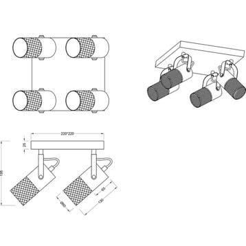 LED Plafondspot - Trion Josh - E14 Fitting - 4-lichts - Rond, Ophalen of Verzenden, Nieuw, Plafondspot of Wandspot, Led
