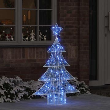 vidaXL Kerstboom 100 LEDs Blauw 120 cm Acryl, Diversen, Verzenden, Nieuw