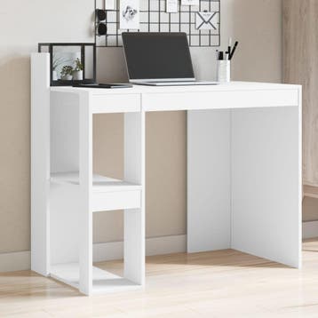 vidaXL Bureau 103,5x56,5x94 cm bewerkt hout wit, Verzenden, Nieuw