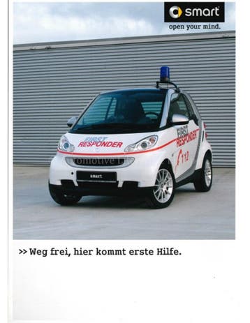 2007 SMART FORTWO FIRST RESPONDER LEAFLET DUITS, Nieuw, Author