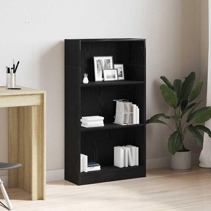 vidaXL Boekenkast Zwart Eiken 60x24x109 cm Engineered Wood, Huis en Inrichting, Kasten | Boekenkasten, Nieuw, Overige houtsoorten