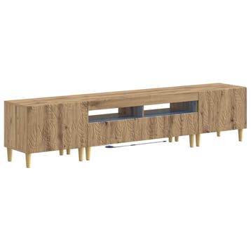 vidaXL 5-delige LED TV-kast Artisanaal eiken Bewerkt hout, Minder dan 50 cm, Verzenden, Nieuw, Minder dan 100 cm