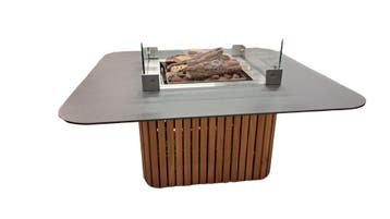 Suns Savona loungetafel 80x80 cm incl vuurpit + glas -, Nieuw