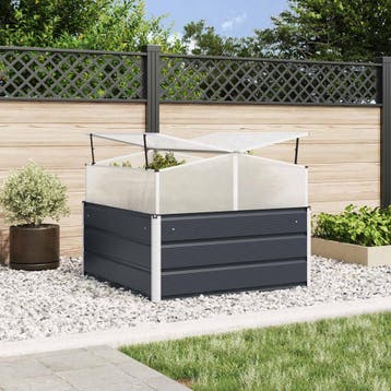 vidaXL Plantenbak Antraciet 100 x 100 x 77 cm Gegalvaniseerd, 100 cm of meer, Verzenden, Nieuw, Metaal