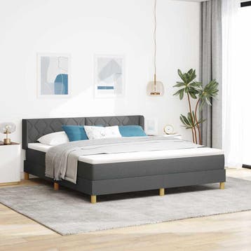 vidaXL Boxspringbed met hoofdeinde Donkergrijs 200 x 180 cm, Verzenden, Nieuw, Tweepersoons, Stof