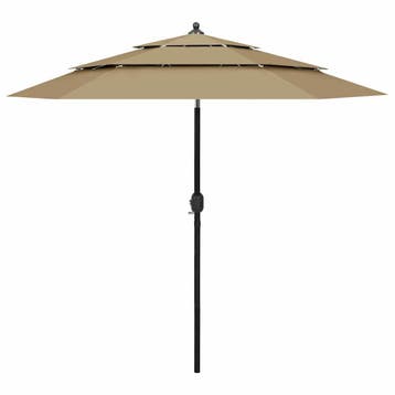 vidaXL Parasol 3-laags met aluminium paal 2,5 m taupe, Verzenden, Nieuw, 2 tot 3 meter