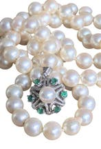 Halsketting - 14 karaat Witgoud Smaragd - Smaragd, Sieraden, Tassen en Uiterlijk, Kettingen, Nieuw