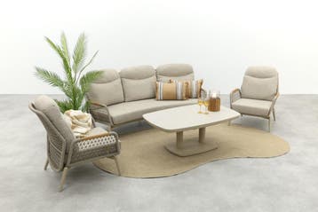 VDG Bilbao/Welton verstelbare rope stoel-bank loungeset -, Verzenden, Nieuw, Hout, Loungeset