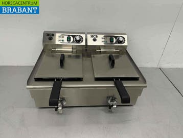 RVS Dubbele Friteuse Frituur 2 x 14 liter 2 x 230V Horeca, Ophalen of Verzenden, Nieuw in verpakking
