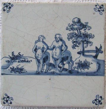 Tegel - Mythological tile with Centaurs. - 1650-1700