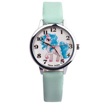 Fako - Kinderhorloge - Eenhoorn - Unicorn - Soft - Mintgroen, Verzenden, Nieuw