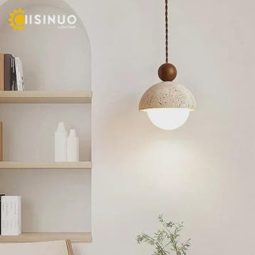 Natuurstenen Hanglamp Geel Travertin - Sfeervolle Verlichtin, Verzenden, Nieuw