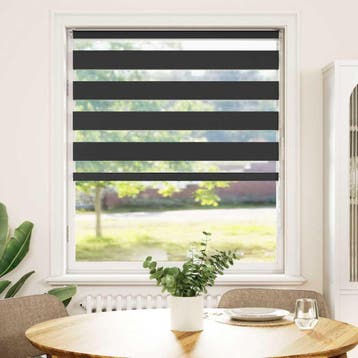 vidaXL Zebra rolgordijn 95x150 cm stofbreedte 90,9 cm zwart, Verzenden, Nieuw, Zwart