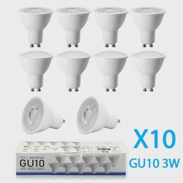 10x GU10 LED Spot Lamp 3W - Kies Warm Wit, Neutraal Wit of K, Huis en Inrichting, Verzenden, Nieuw