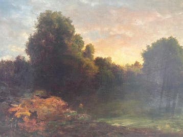 Scuola italiana (XIX), Firmato Innocenti - Paesaggio, Antiek en Kunst
