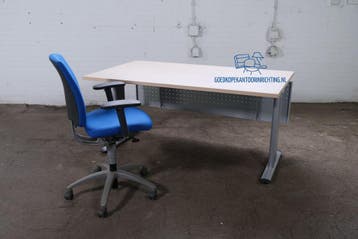 Bureau licht eiken 160x90 cm grijs frame vast model zgan, Overige typen, Gebruikt, Verzenden, Overige merken