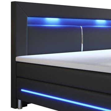 Boxspringbed / Boxspring Norfolk - 180 x 200 cm - Zwart - LE, Verzenden, Nieuw