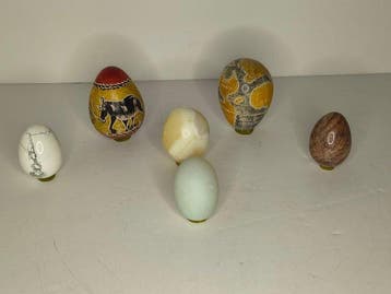 sculptuur, eieren - 7 cm - Howliet, Celestien, Amazoniet., Antiek en Kunst