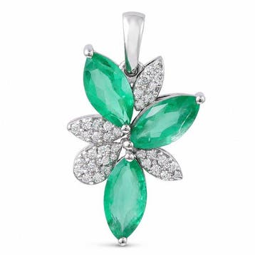 Zonder minimumprijs - Hanger Platina - 1.59ct. tw. Smaragd -