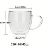 Dubbelwandige Glazen Koffiemok 250 ml met Handvat, Verzenden, Nieuw