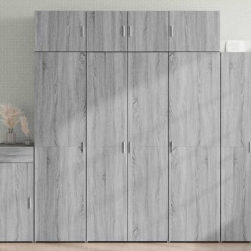 vidaXL Opbergkast 80x42,5x225 cm bewerkt hout grijs sonoma, Minder dan 50 cm, Nieuw, Overige houtsoorten, Verzenden