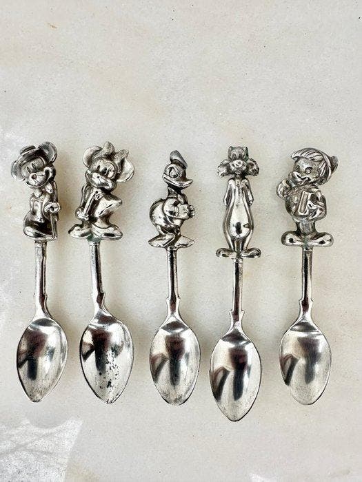 Disney - Beeldje - Solid Silver spoons (5) - Zilver, Verzamelen, Disney