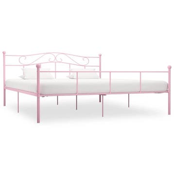 vidaXL Bedframe metaal roze 200x200 cm, Verzenden, Overige maten, 200 cm, Metaal