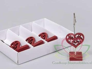 Naamkaarthouder Rood hart 10 cm per 4 stuks, Ophalen of Verzenden, Nieuw