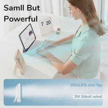 JISULIFE Draagbare Kleine Bureauventilator - Stille USB Tafe, Verzenden, Nieuw in verpakking