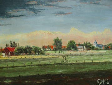 Lisette Heeffer (1942-1998) - Polderlandschap omgeving