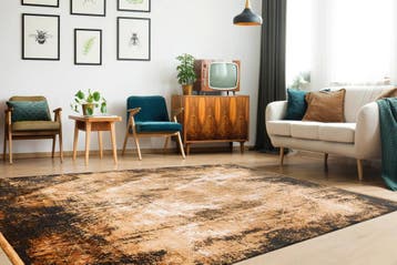 Laagpolig Vloerkleed | Elysee | Verweerd | Goud | 80x150 cm, Verzenden, Nieuw