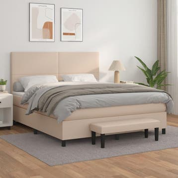 vidaXL Boxspring met matras kunstleer cappuccinokleurig, Overige materialen, Eenpersoons, Bruin, Verzenden