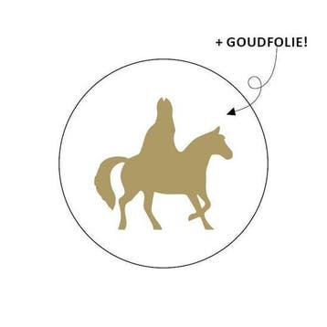 10 x Wensetiket rond 40mm - Sint+paard (plaatje), Ophalen of Verzenden, Nieuw