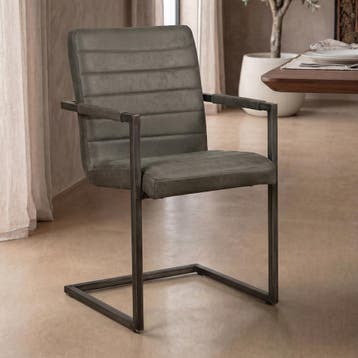 *WOONWINKEL* Tower Living Rocca Stoere Eetkamerstoel Industr, Huis en Inrichting, Stoelen, Verzenden, Nieuw, Grijs, Stof