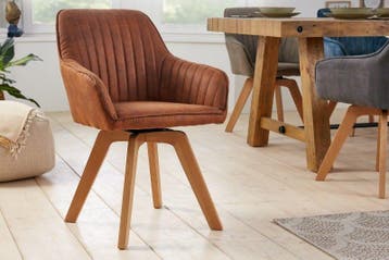 Draaibare design stoel LIVORNO vintage bruin beukenhouten, Ophalen of Verzenden, Nieuw