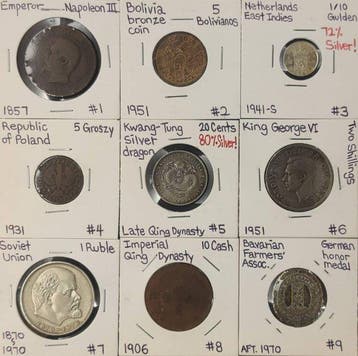 Nederland, Polen, China, andere. World Coins, Lot of 9