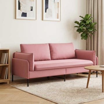 vidaXL 3-Zits Bank Roze 222 x 81 x 89 cm fluweel, Huis en Inrichting, Verzenden, Stof, 200 tot 250 cm, Driepersoons